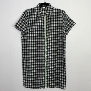 Daisy street plaid contrasting zipper shirt dress